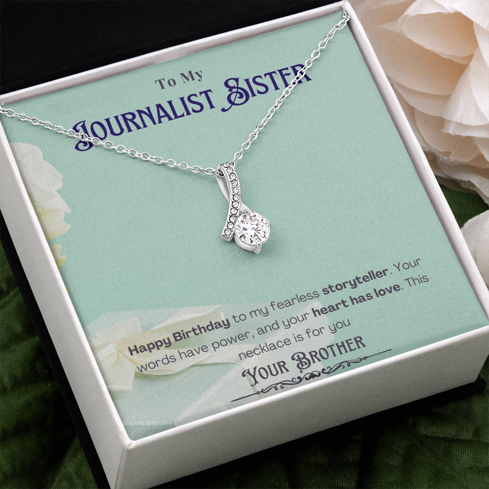 Happy Birthday to My Journalist Sister-Custom Message card Necklace Gift