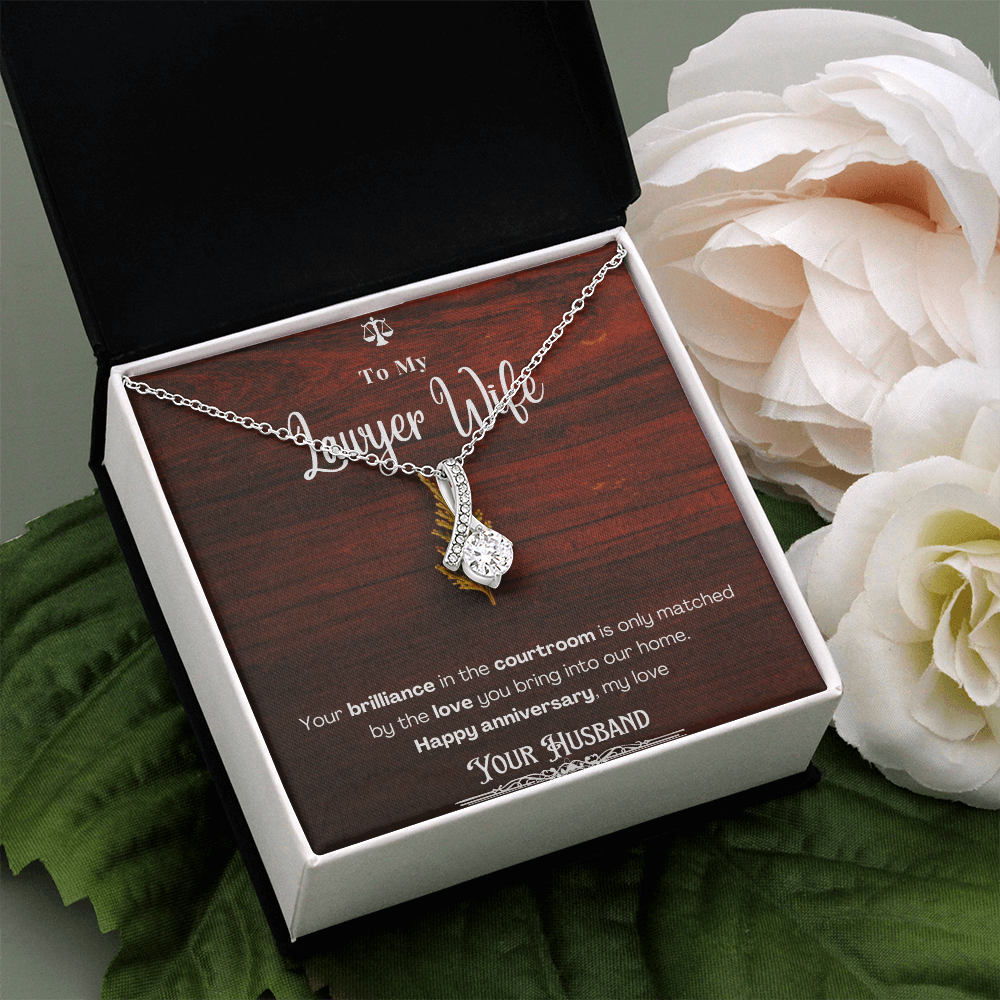 To My Lawyer Wife Message Card Necklace Anniversary Gift
