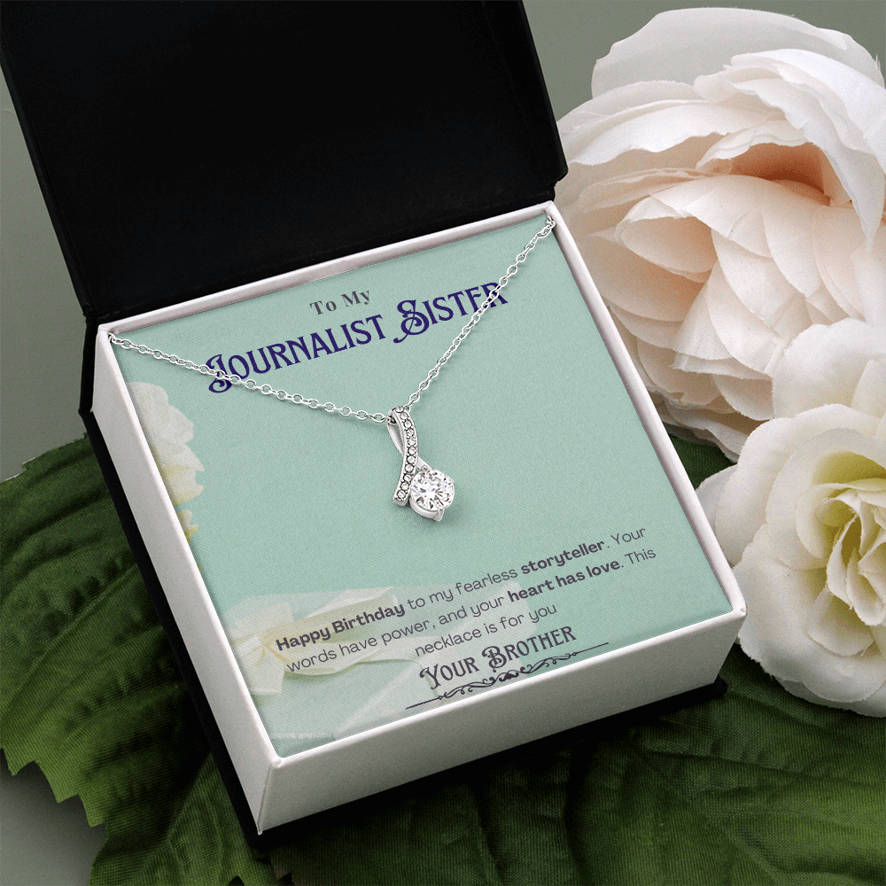 Happy Birthday to My Journalist Sister-Custom Message card Necklace Gift