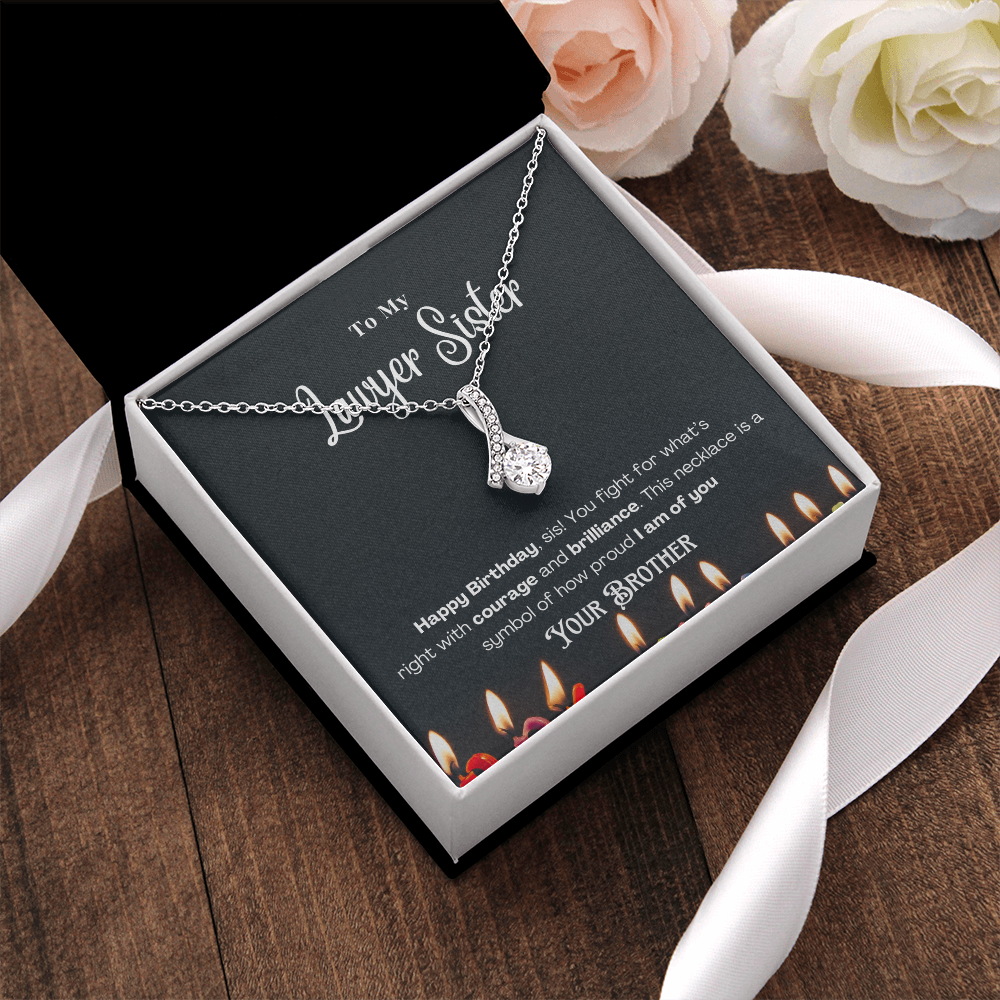 Happy Birthday, To My Lawyer Sister – Custom Necklace with Message Card