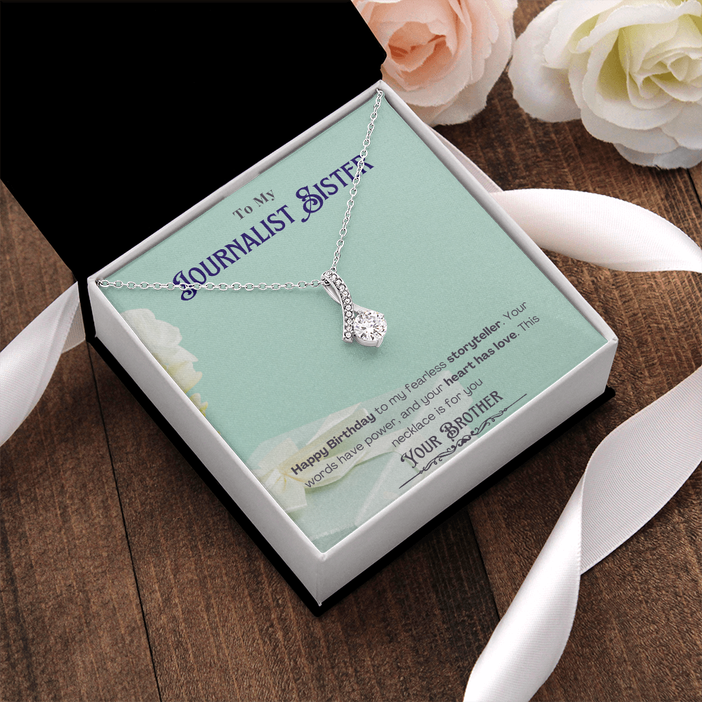 Happy Birthday to My Journalist Sister-Custom Message card Necklace Gift