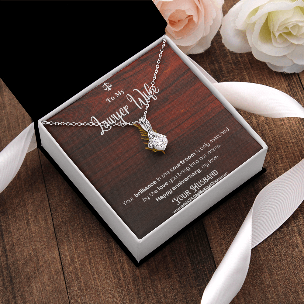 To My Lawyer Wife Message Card Necklace Anniversary Gift
