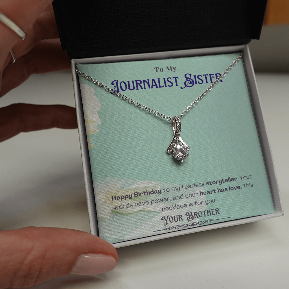 Happy Birthday to My Journalist Sister-Custom Message card Necklace Gift