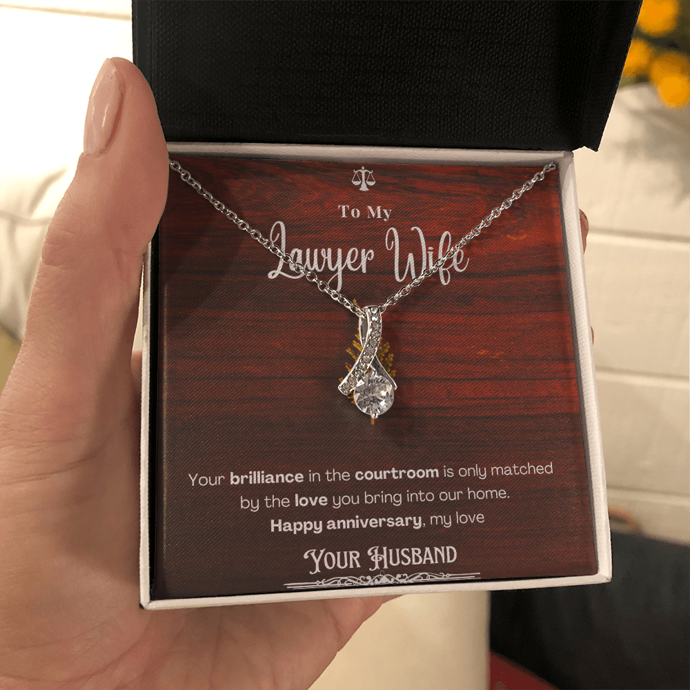 To My Lawyer Wife Message Card Necklace Anniversary Gift
