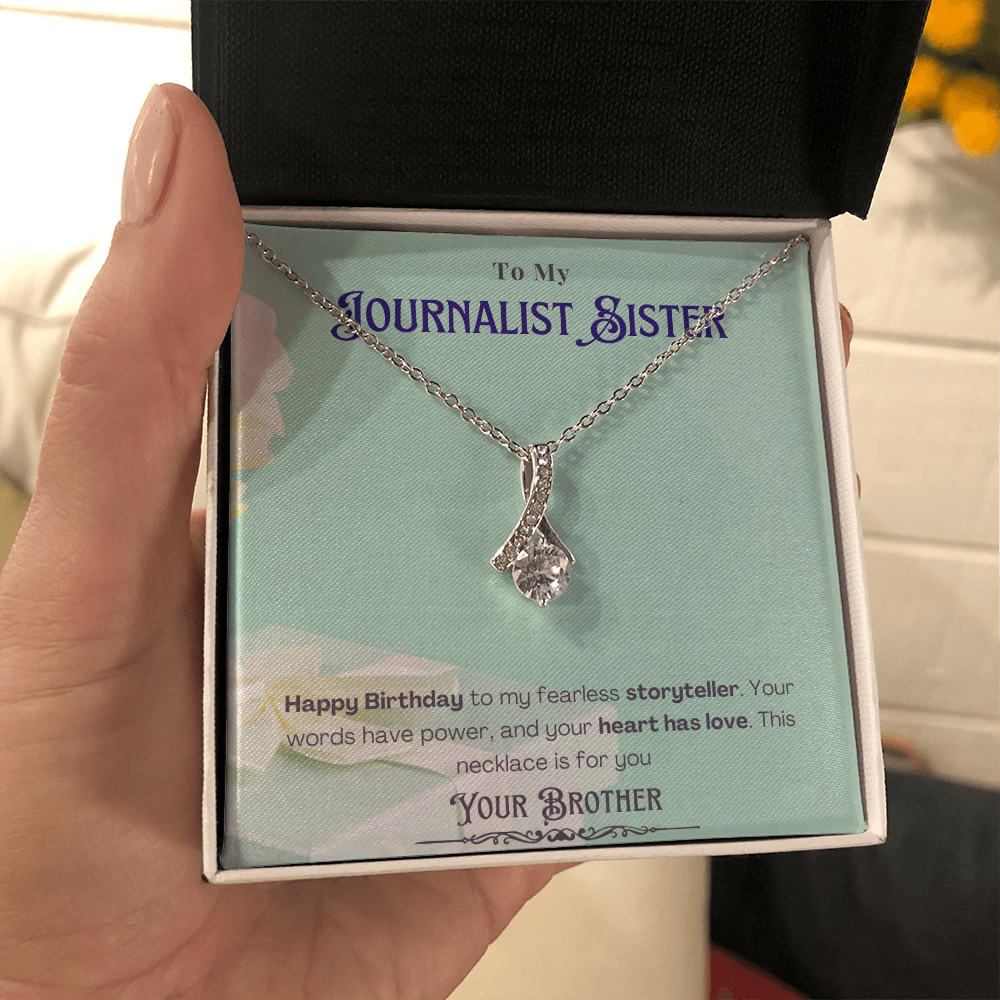 Happy Birthday to My Journalist Sister-Custom Message card Necklace Gift