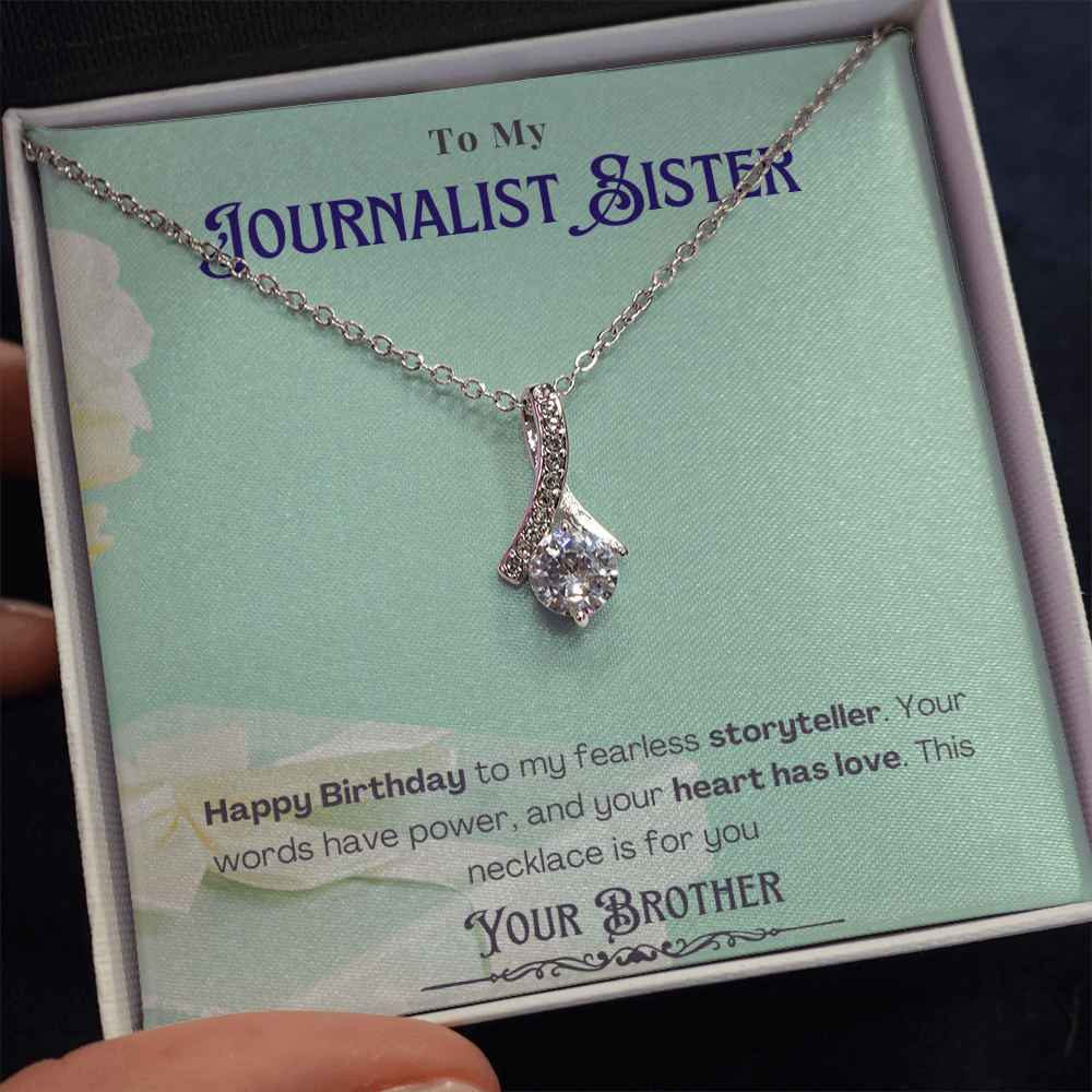 Happy Birthday to My Journalist Sister-Custom Message card Necklace Gift