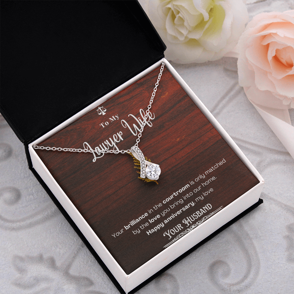 To My Lawyer Wife Message Card Necklace Anniversary Gift
