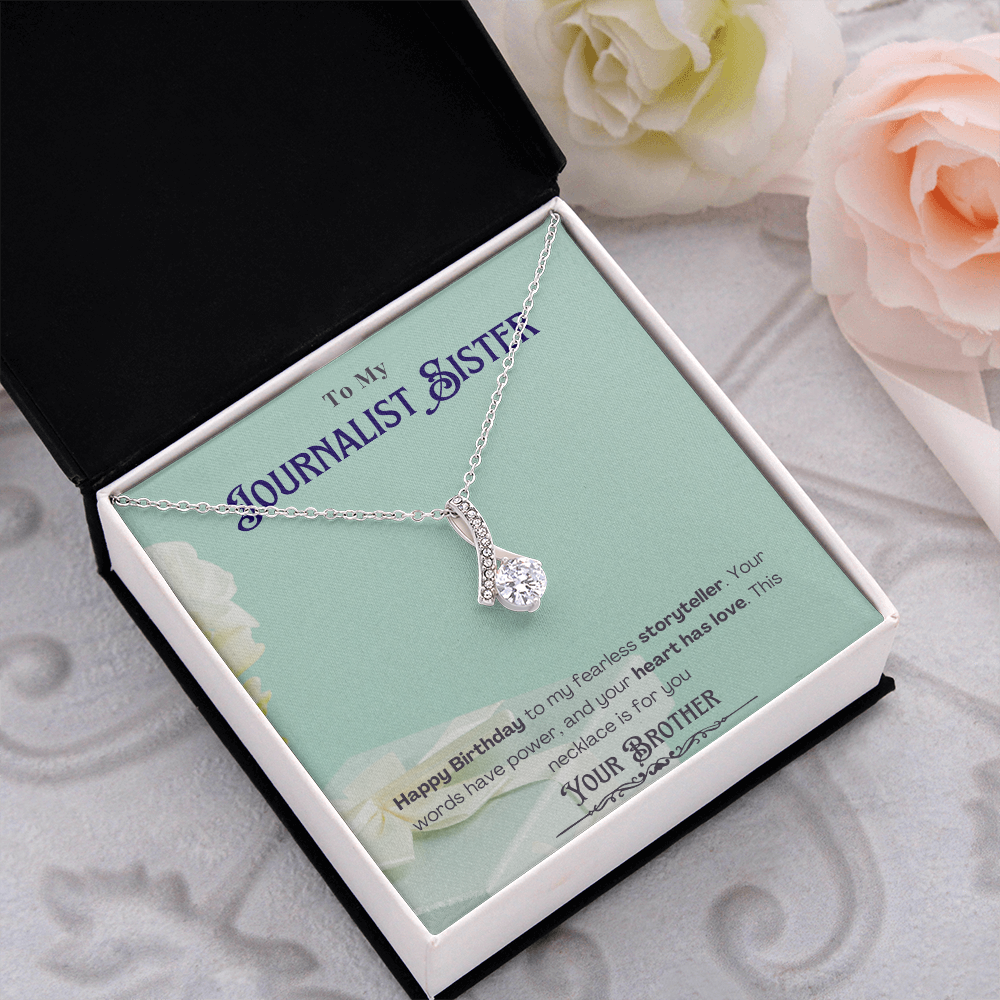 Happy Birthday to My Journalist Sister-Custom Message card Necklace Gift