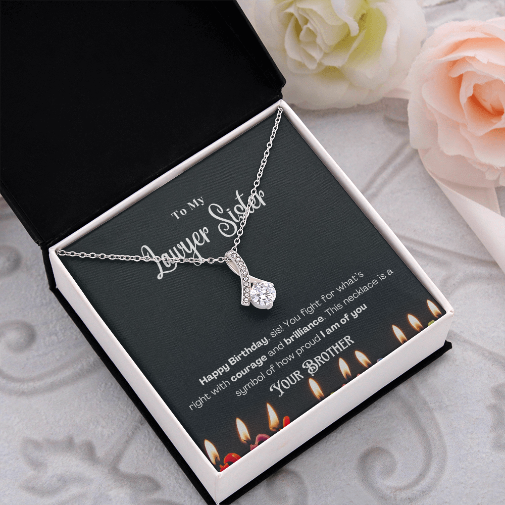 Happy Birthday, To My Lawyer Sister – Custom Necklace with Message Card