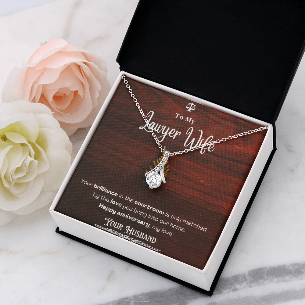 To My Lawyer Wife Message Card Necklace Anniversary Gift
