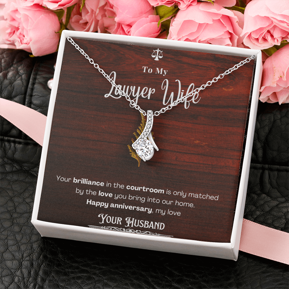 To My Lawyer Wife Message Card Necklace Anniversary Gift