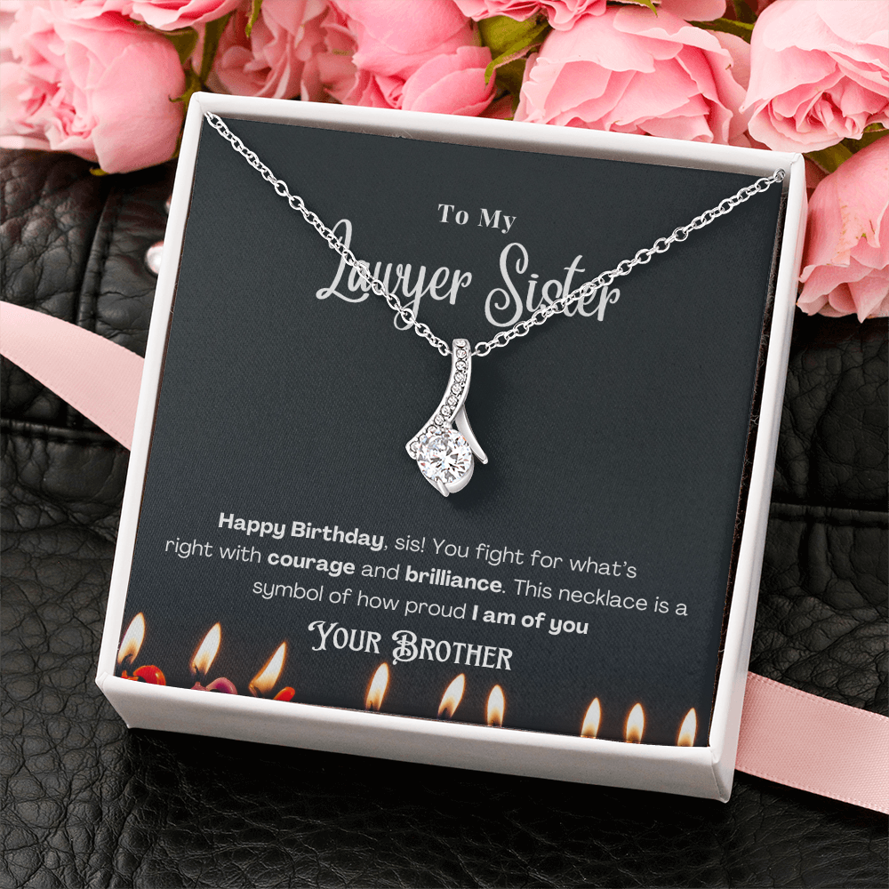 Happy Birthday, To My Lawyer Sister – Custom Necklace with Message Card