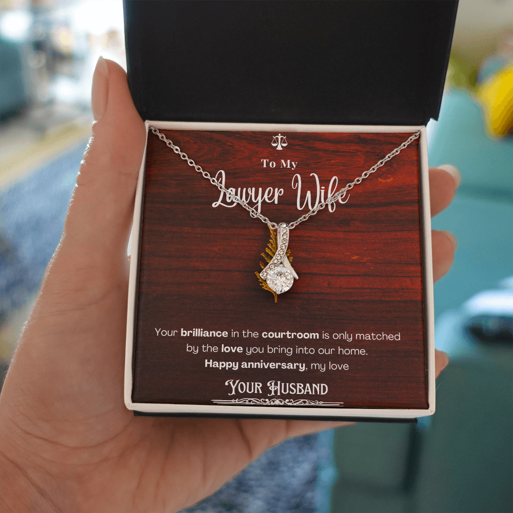 To My Lawyer Wife Message Card Necklace Anniversary Gift