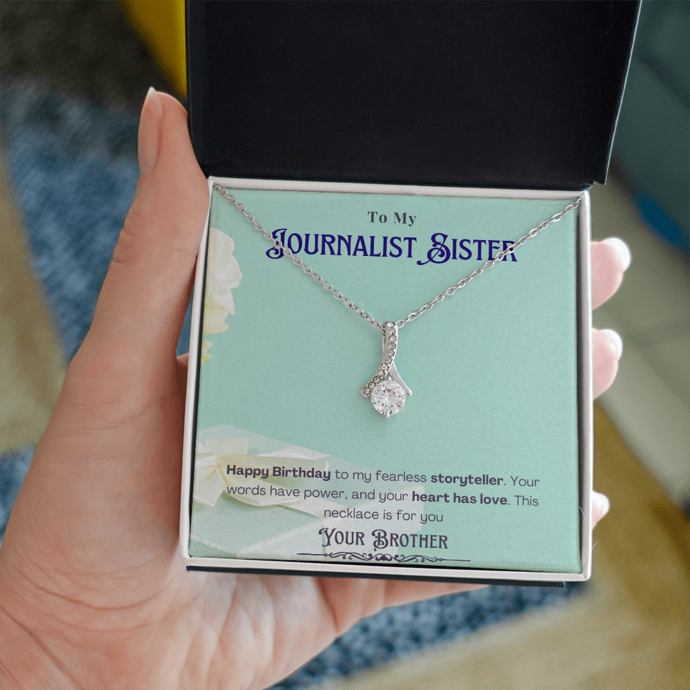 Happy Birthday to My Journalist Sister-Custom Message card Necklace Gift