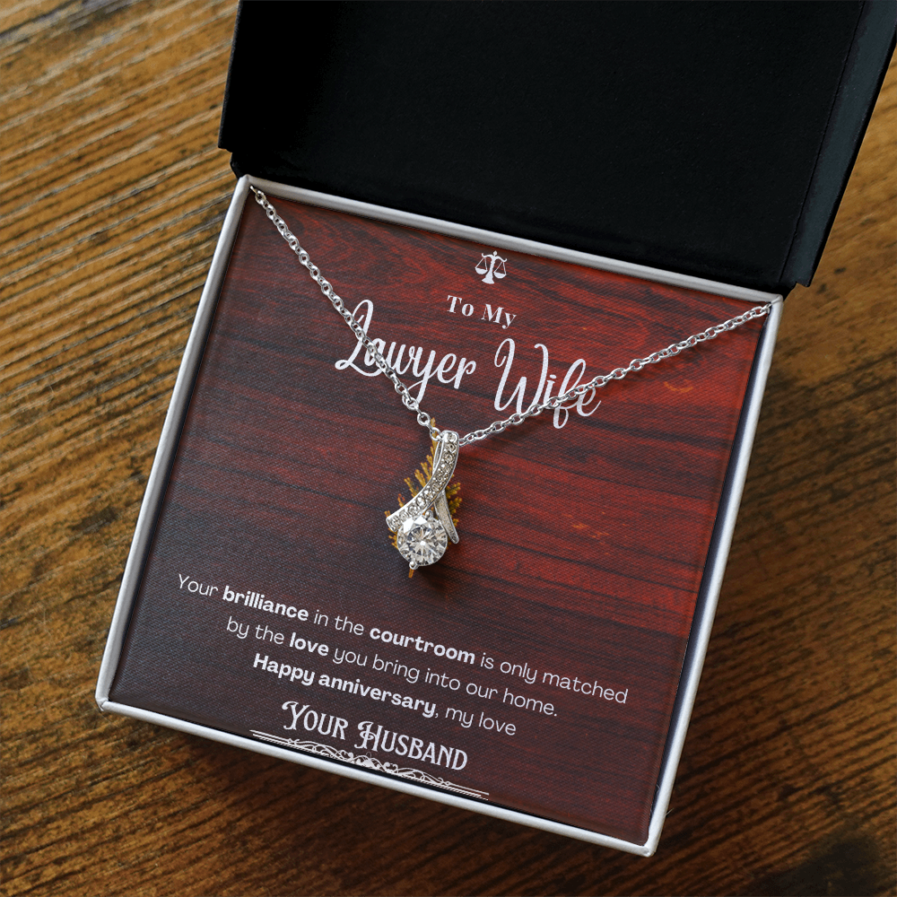 To My Lawyer Wife Message Card Necklace Anniversary Gift