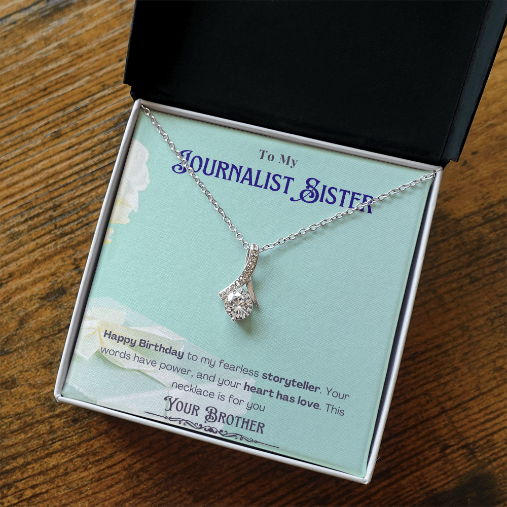 Happy Birthday to My Journalist Sister-Custom Message card Necklace Gift