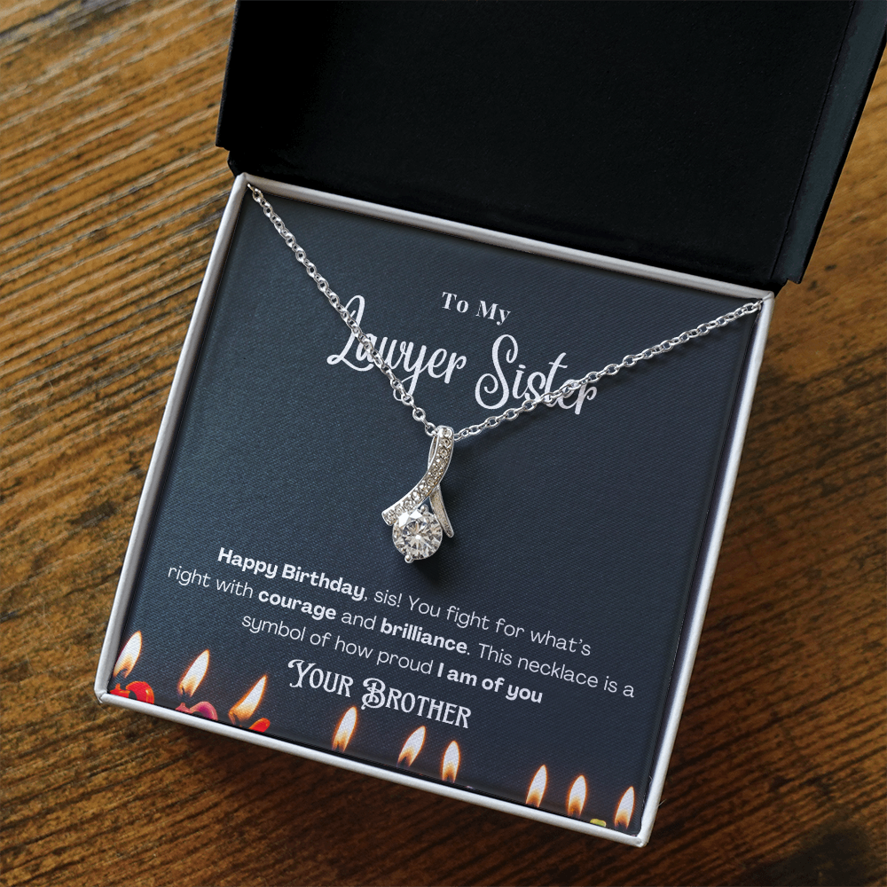 Happy Birthday, To My Lawyer Sister – Custom Necklace with Message Card