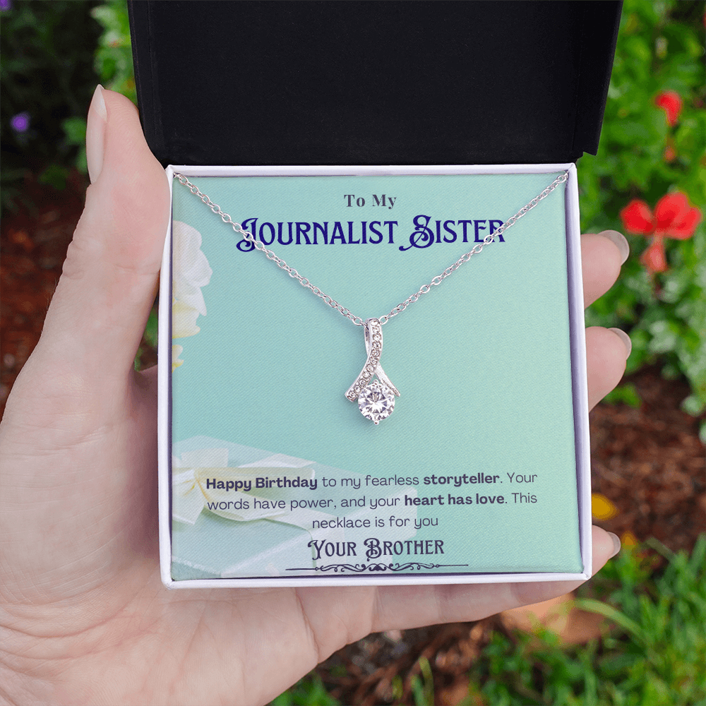 Happy Birthday to My Journalist Sister-Custom Message card Necklace Gift