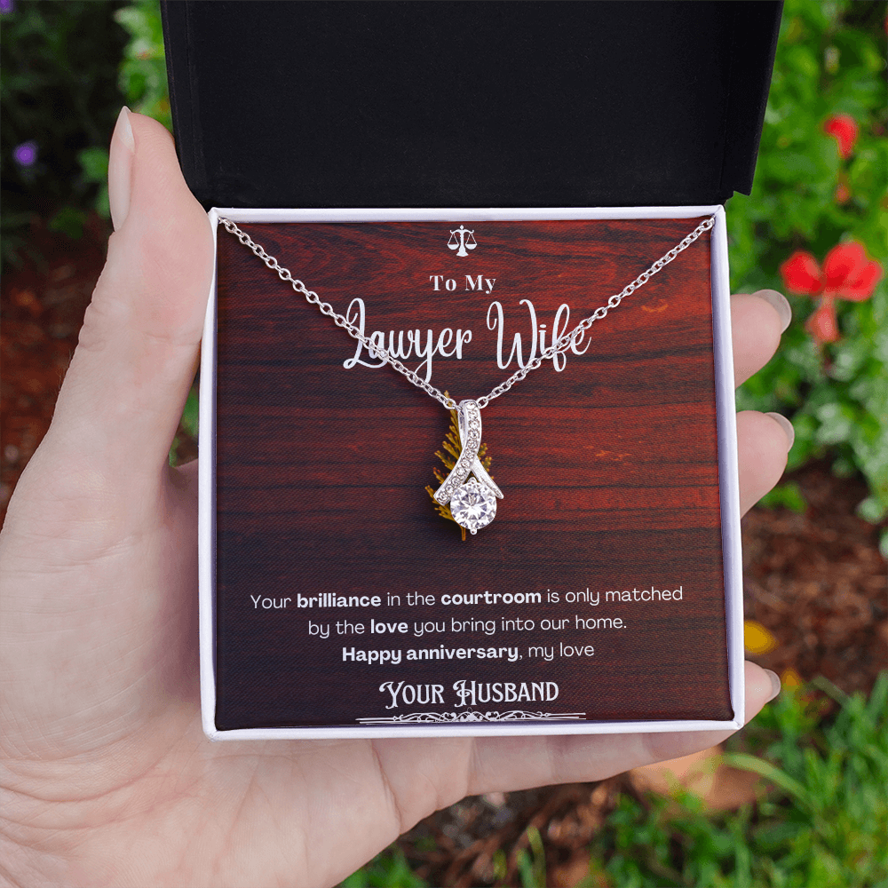 To My Lawyer Wife Message Card Necklace Anniversary Gift
