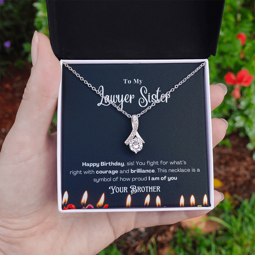 Happy Birthday, To My Lawyer Sister – Custom Necklace with Message Card