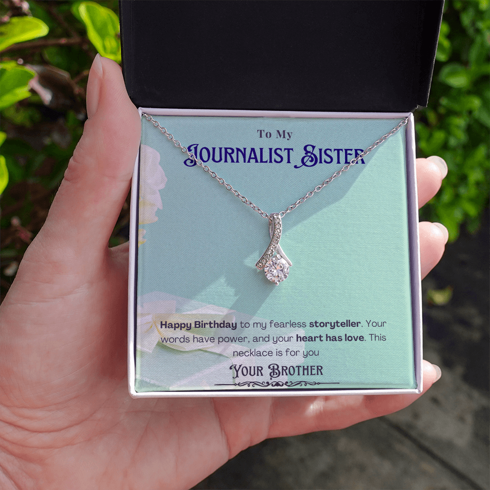 Happy Birthday to My Journalist Sister-Custom Message card Necklace Gift