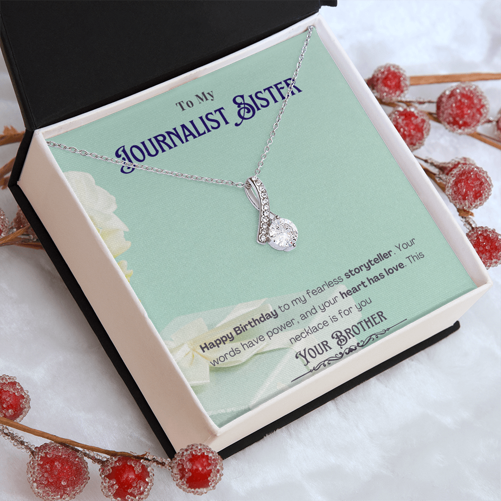Happy Birthday to My Journalist Sister-Custom Message card Necklace Gift