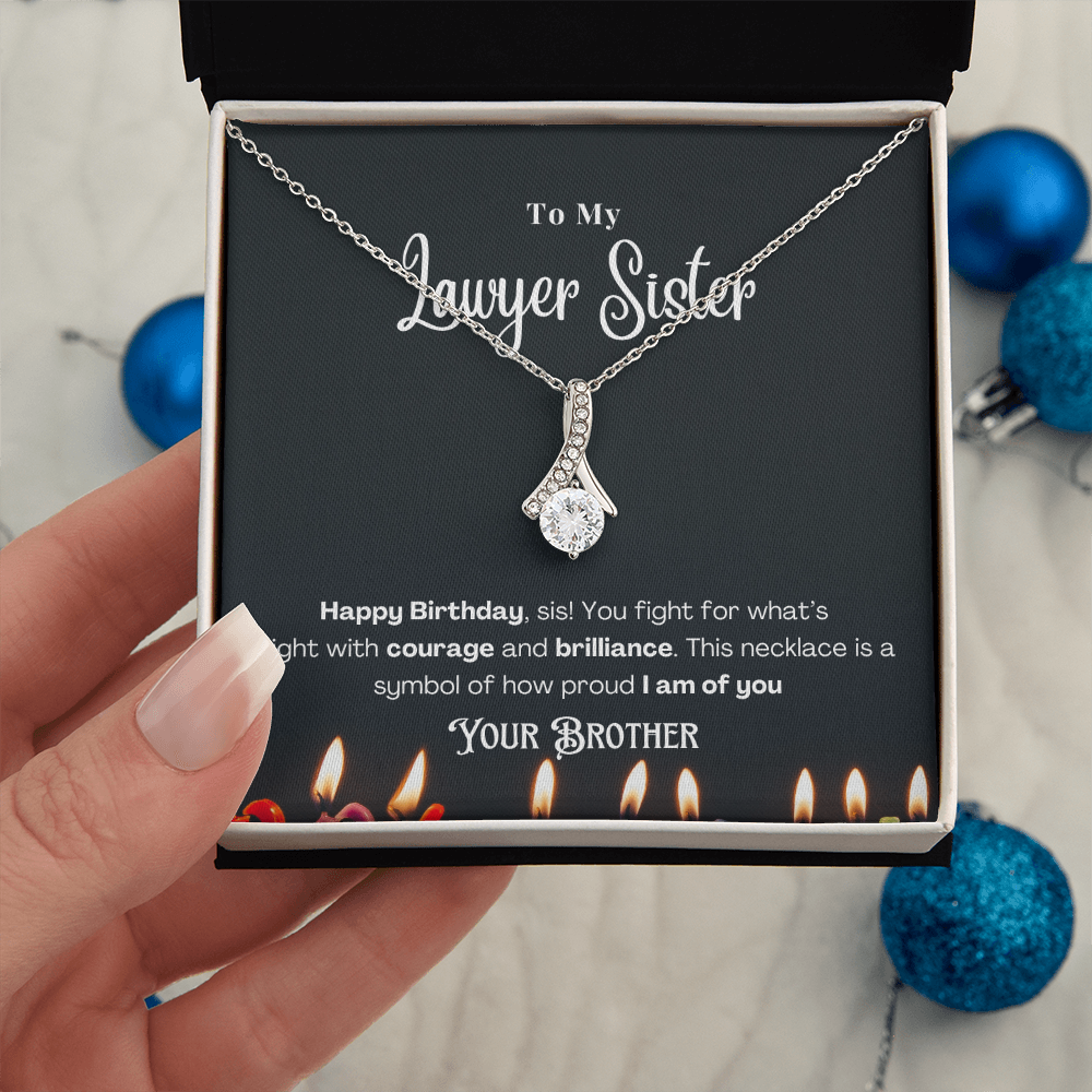 Happy Birthday, To My Lawyer Sister – Custom Necklace with Message Card