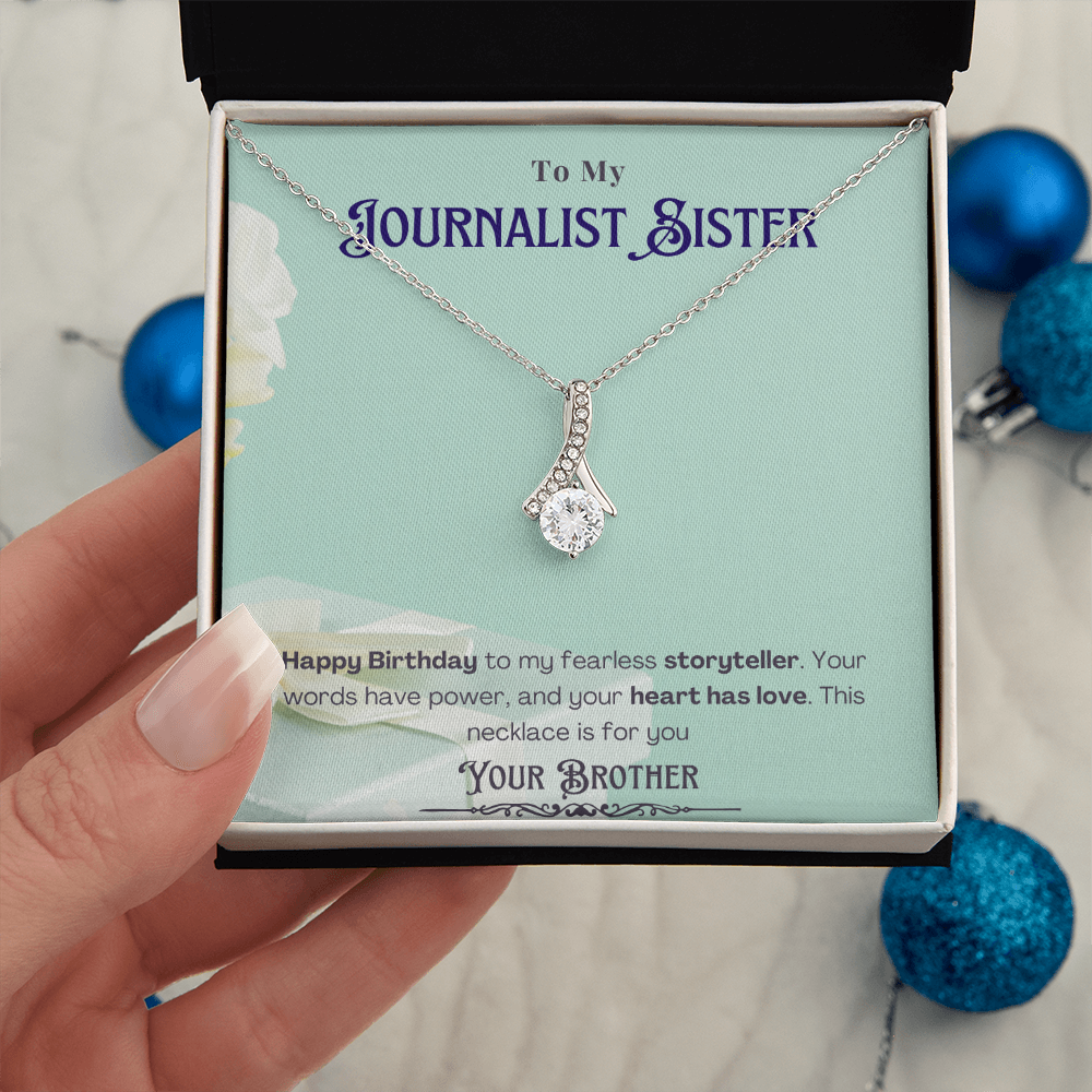 Happy Birthday to My Journalist Sister-Custom Message card Necklace Gift