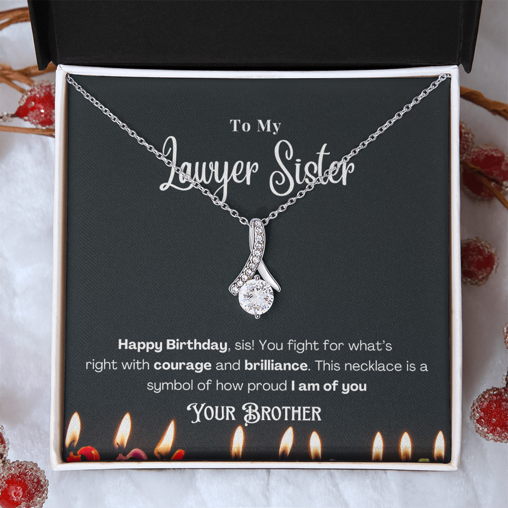 Happy Birthday, To My Lawyer Sister – Custom Necklace with Message Card