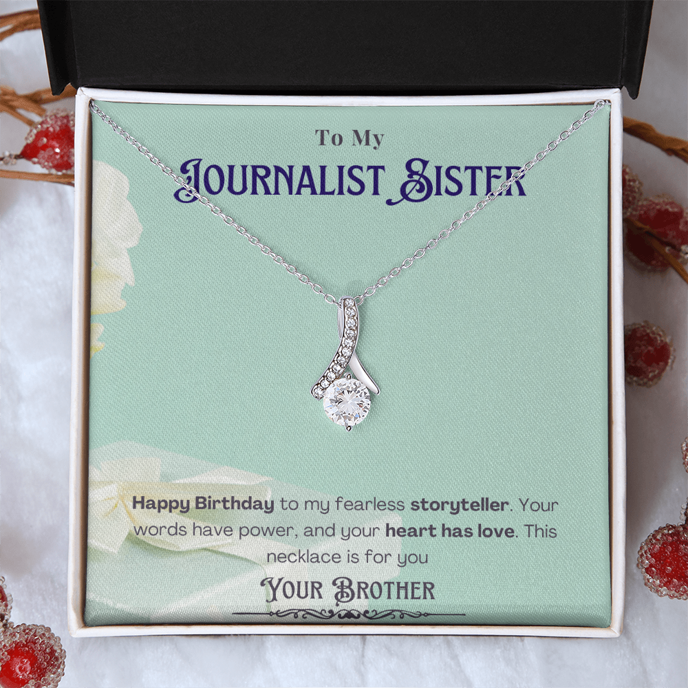 Happy Birthday to My Journalist Sister-Custom Message card Necklace Gift