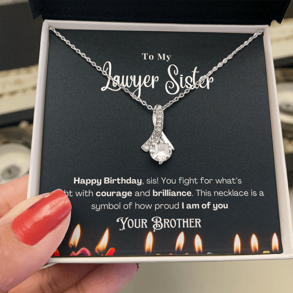 Happy Birthday, To My Lawyer Sister – Custom Necklace with Message Card