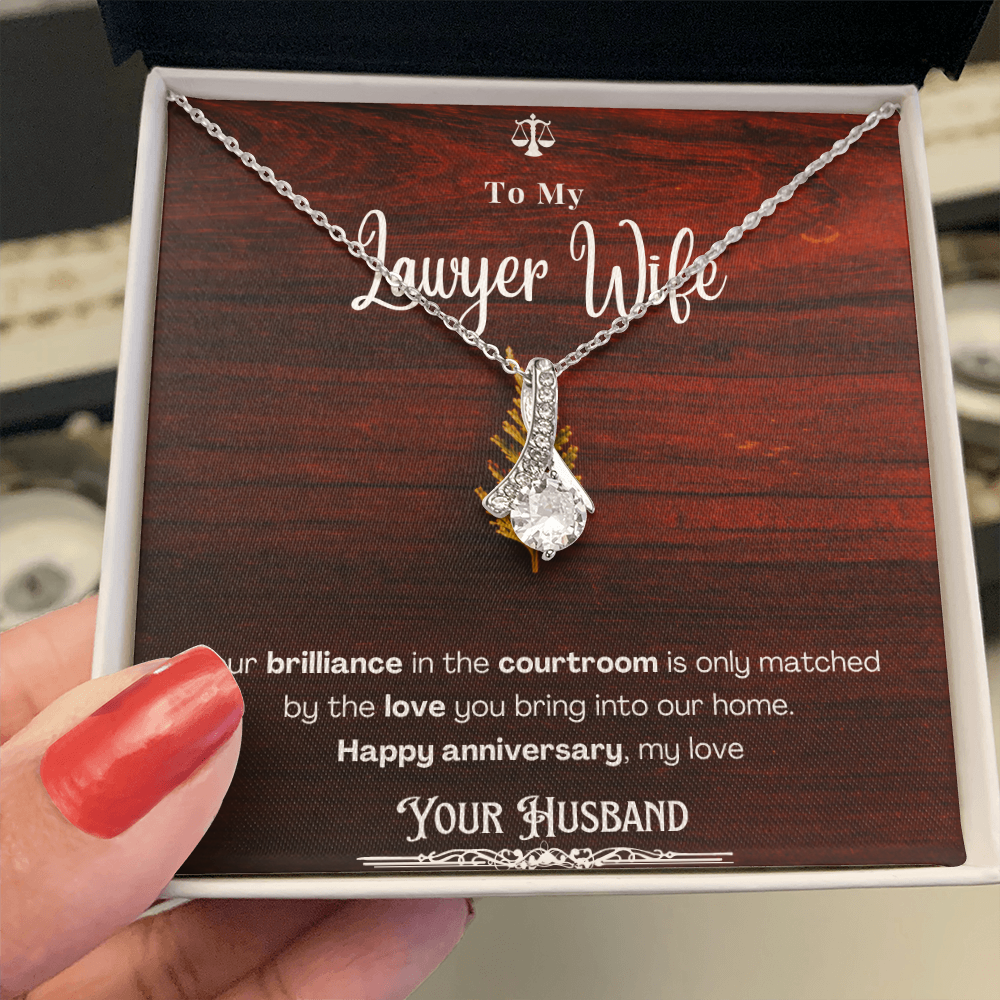 To My Lawyer Wife Message Card Necklace Anniversary Gift