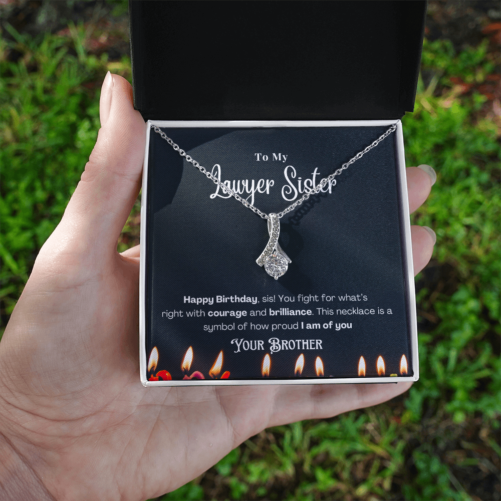 Happy Birthday, To My Lawyer Sister – Custom Necklace with Message Card