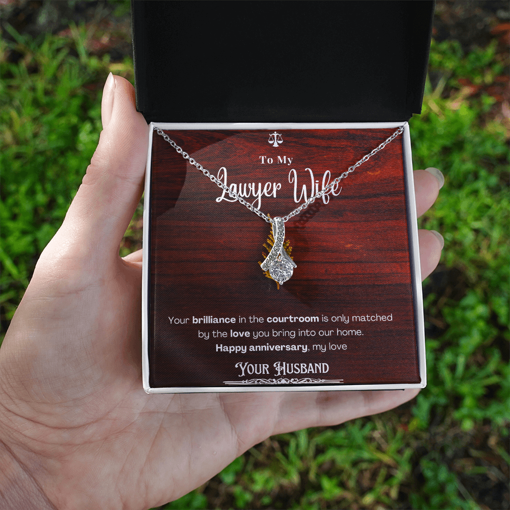 To My Lawyer Wife Message Card Necklace Anniversary Gift
