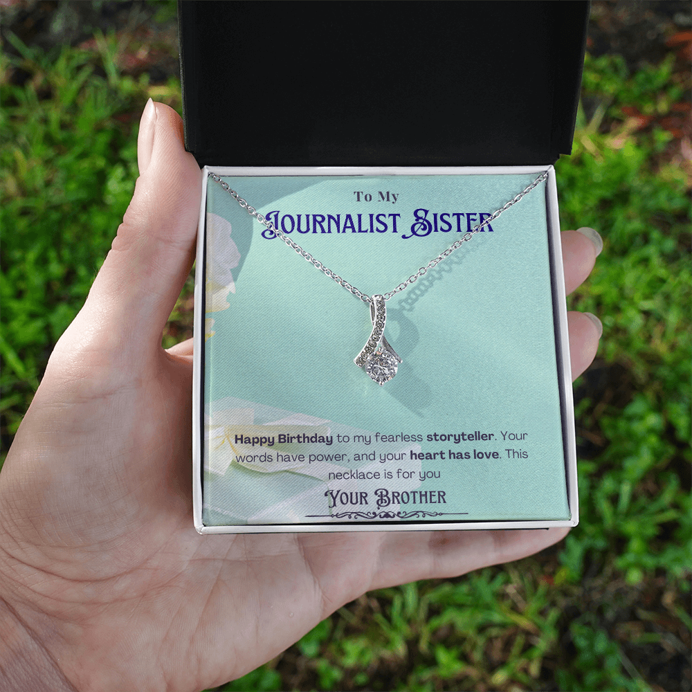 Happy Birthday to My Journalist Sister-Custom Message card Necklace Gift