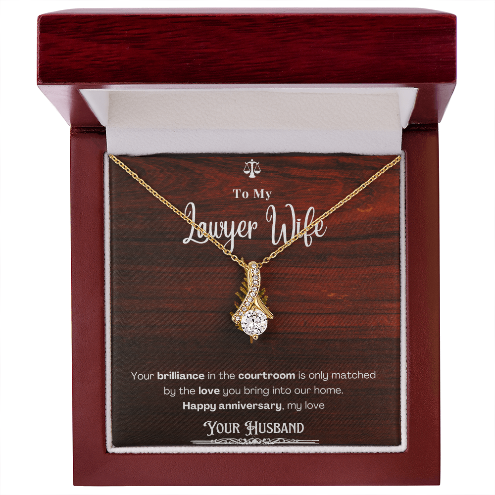 To My Lawyer Wife Message Card Necklace Anniversary Gift