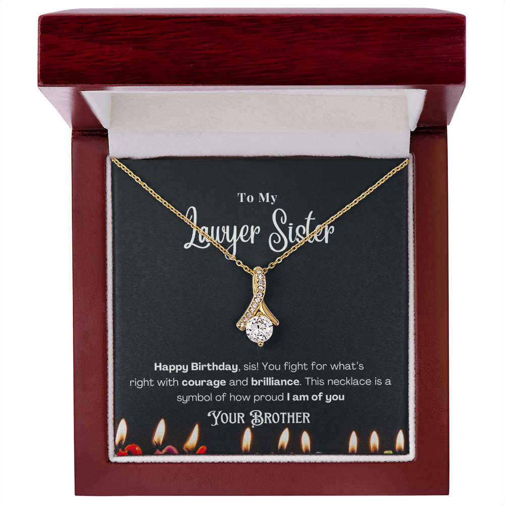 Happy Birthday, To My Lawyer Sister – Custom Necklace with Message Card