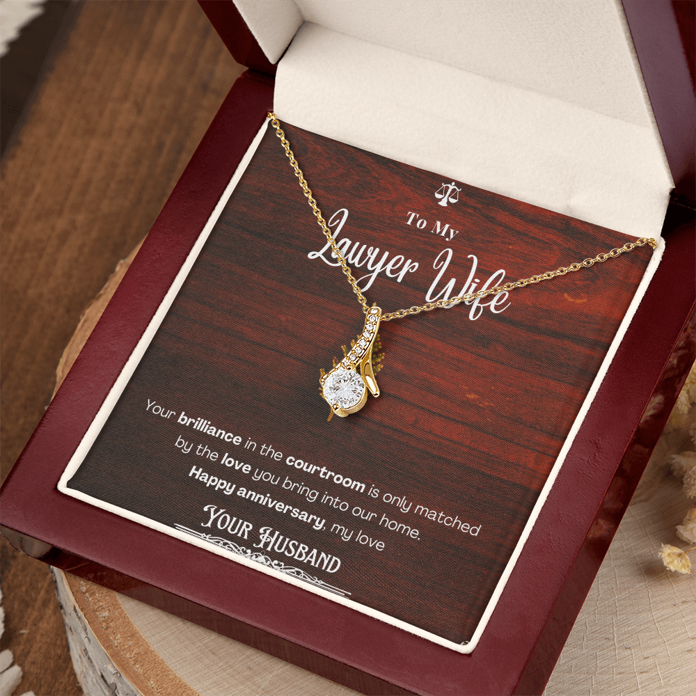 To My Lawyer Wife Message Card Necklace Anniversary Gift