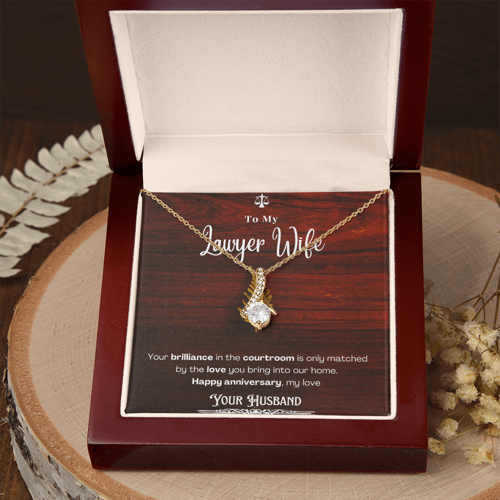 To My Lawyer Wife Message Card Necklace Anniversary Gift