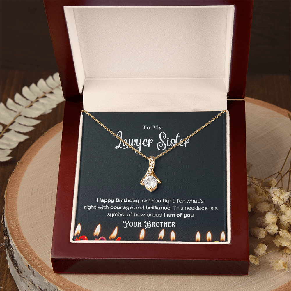 Happy Birthday, To My Lawyer Sister – Custom Necklace with Message Card