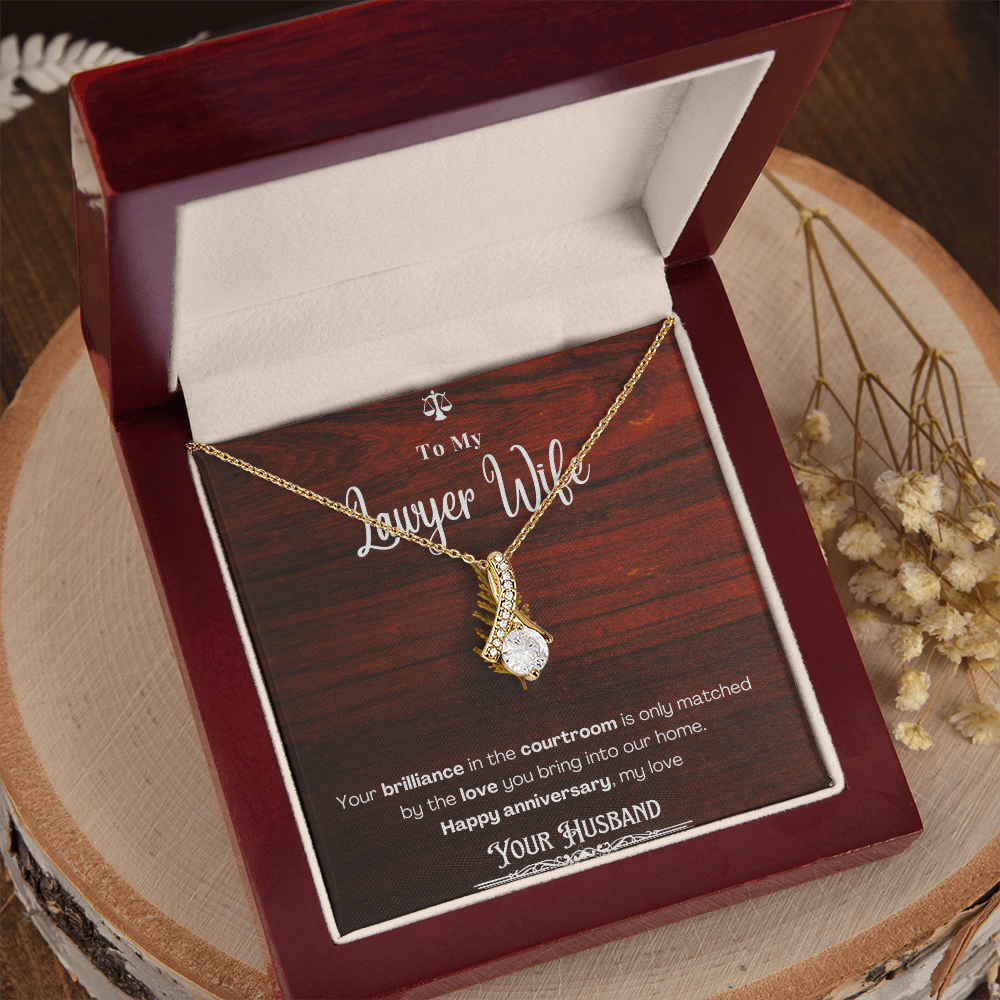 To My Lawyer Wife Message Card Necklace Anniversary Gift