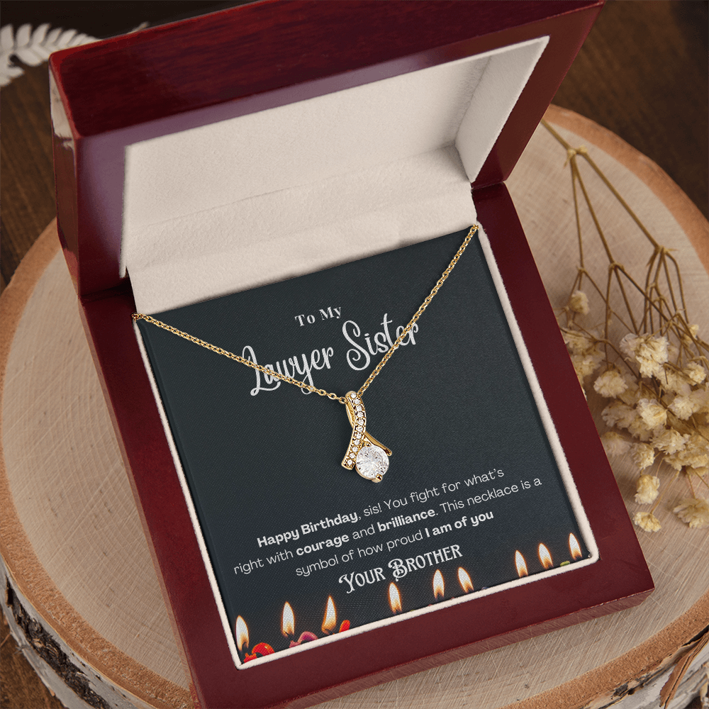 Happy Birthday, To My Lawyer Sister – Custom Necklace with Message Card