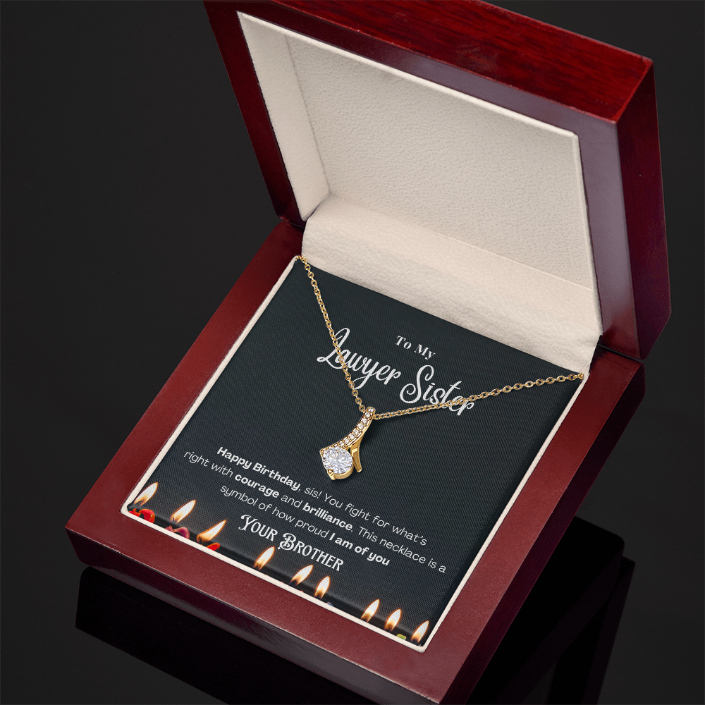 Happy Birthday, To My Lawyer Sister – Custom Necklace with Message Card
