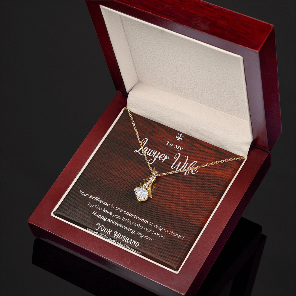 To My Lawyer Wife Message Card Necklace Anniversary Gift