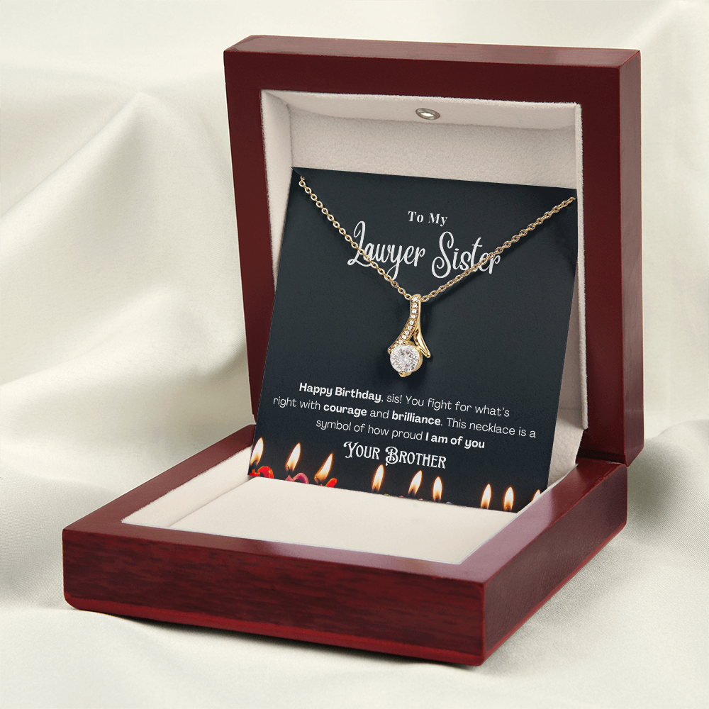 Happy Birthday, To My Lawyer Sister – Custom Necklace with Message Card