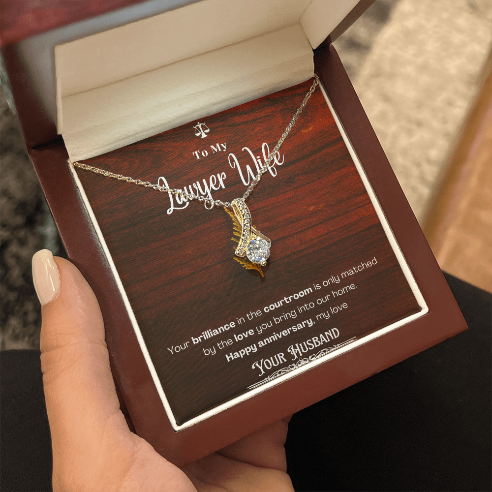 To My Lawyer Wife Message Card Necklace Anniversary Gift