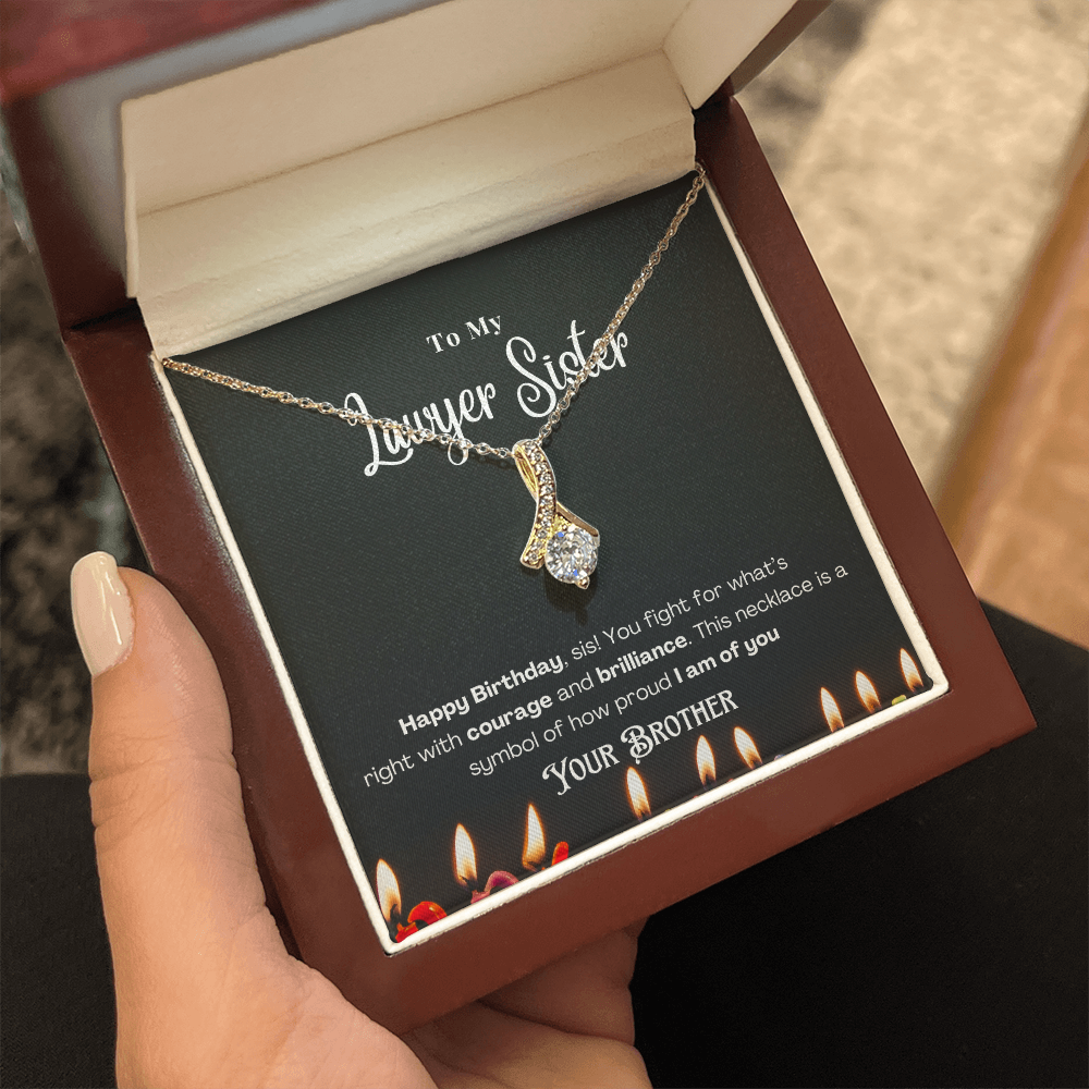 Happy Birthday, To My Lawyer Sister – Custom Necklace with Message Card