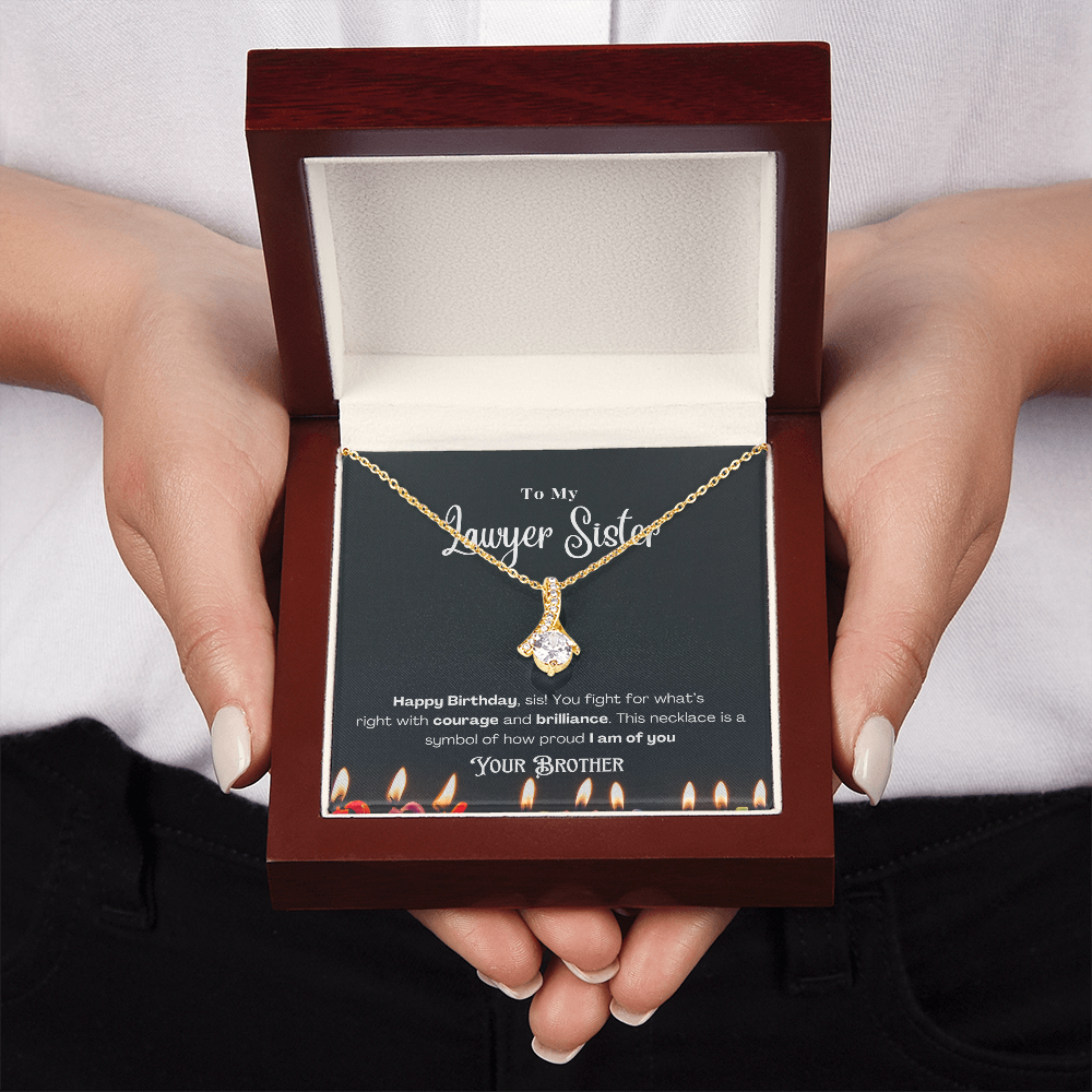 Happy Birthday, To My Lawyer Sister – Custom Necklace with Message Card
