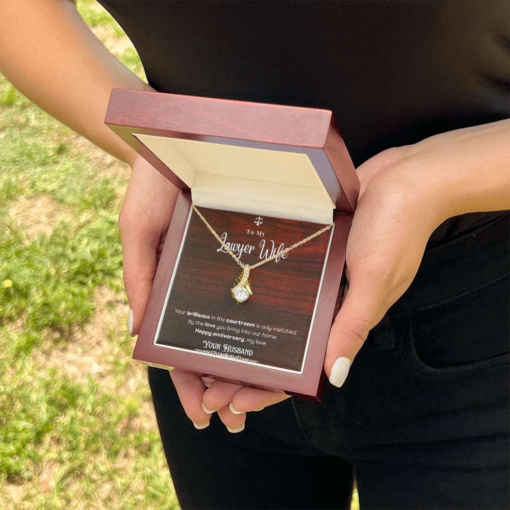 To My Lawyer Wife Message Card Necklace Anniversary Gift