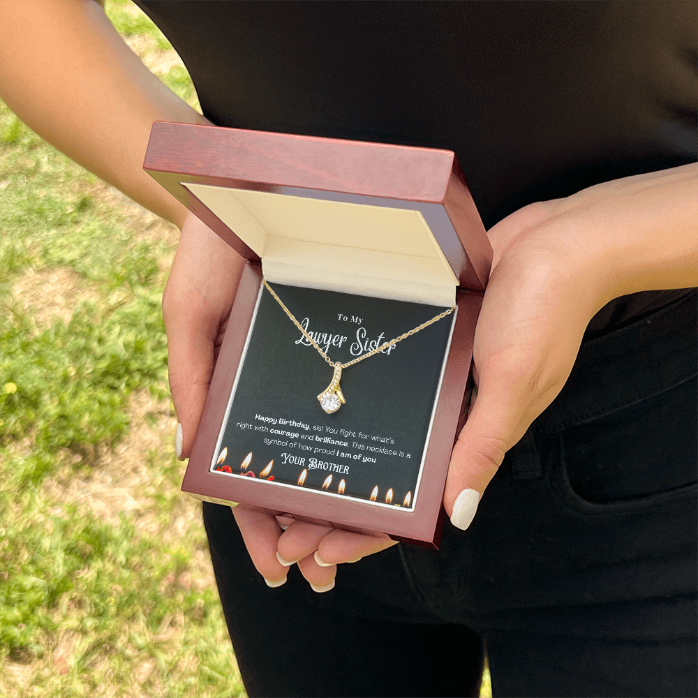 Happy Birthday, To My Lawyer Sister – Custom Necklace with Message Card